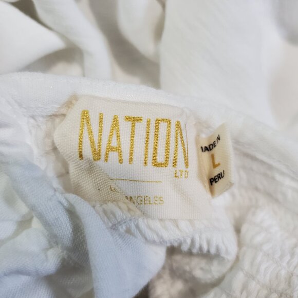 Nation Ltd. White Smocked Ruffle Jenny Tank - Large - Picture 6 of 8